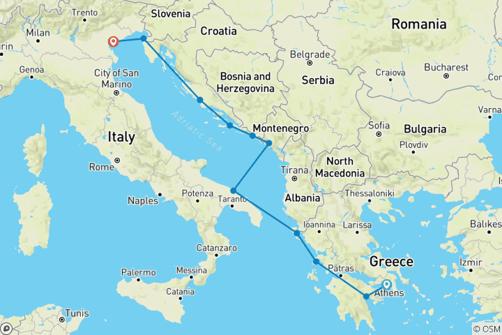 Carte du circuit Les joyaux des îles grecques et de la côte adriatique