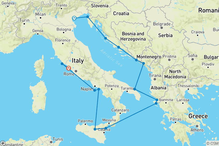 Carte du circuit Voyage inaugural : Adriatic & Italian Icons Loyalty Departure