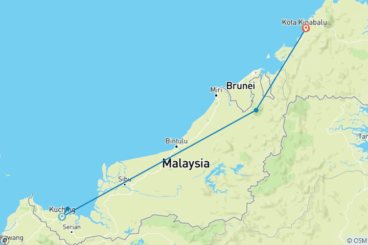 Mapa de Lo más destacado de Borneo Sarawak