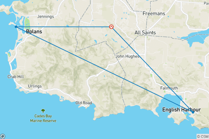 Mapa de KAIROS - Aventuras en velero por Antigua