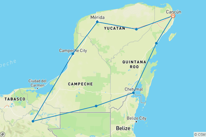 Karte von Maya Kultur & Magie - die tiefe Seele Yucatans