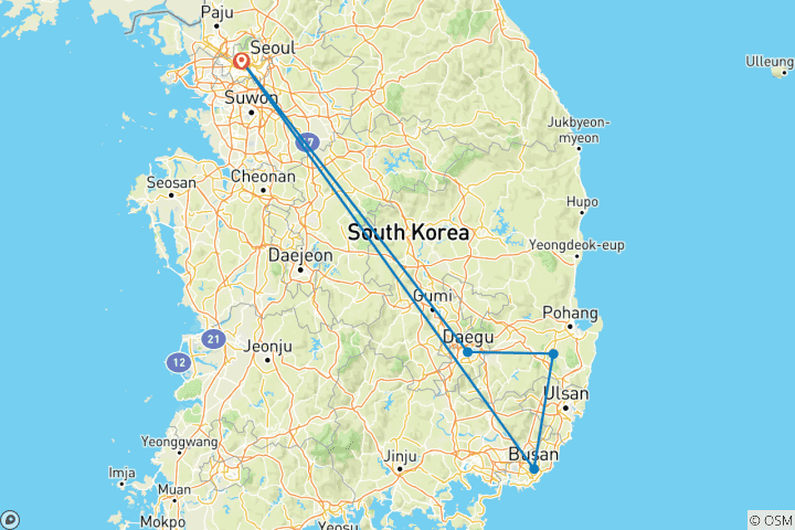 Karte von Glanzlichter Sudkoreas (nur Landprogramm)