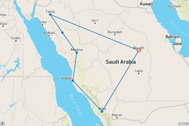 Karte von Grosse Saudi-Arabien Rundreise