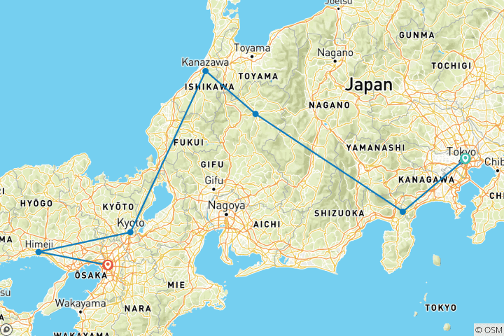 Karte von Japanische Symphonie - Kultur, Kontraste, Kostbarkeiten (nur Landprogramm)