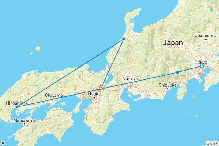 Karte von Japan fur Individualisten (inkl. Flug) (von Tokio bis Kyoto)