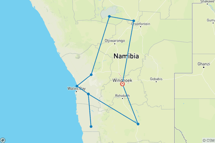 Karte von Namibia fur Einsteiger