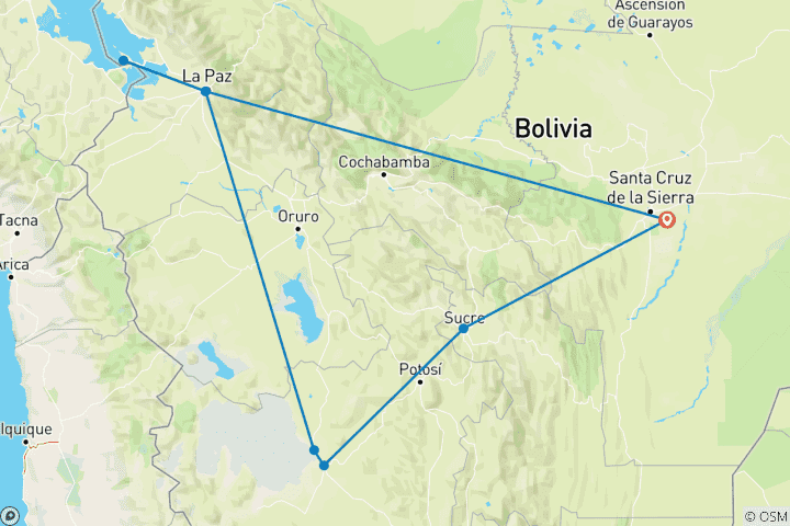 Karte von Buntes Bolivien - Stadte, Salzsee & Sonneninsel
