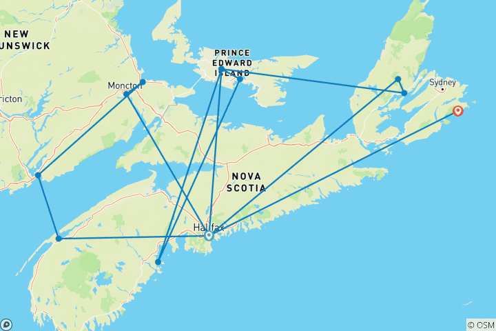 Karte von Kustenzauber Atlantik-Kanada (Wohlfuhlgruppe)