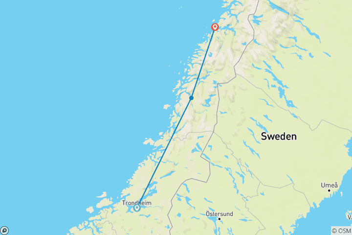 Map of The Nordland Railway (7 Days)