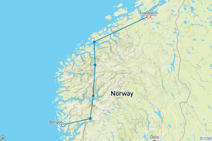 Map of Simply Fjords (8 Days)