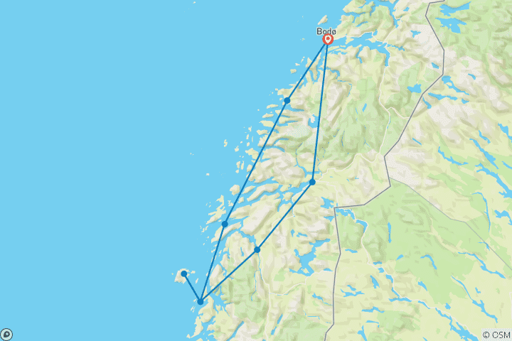 Kaart van In de voetsporen van de Vikingen (9 dagen)