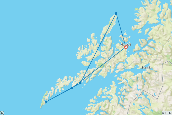 Map of The Lofoten & Vesterålen Islands (9 Days)