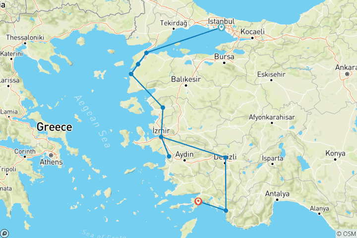 Kaart van Wegen van Turkije - 8 dagen