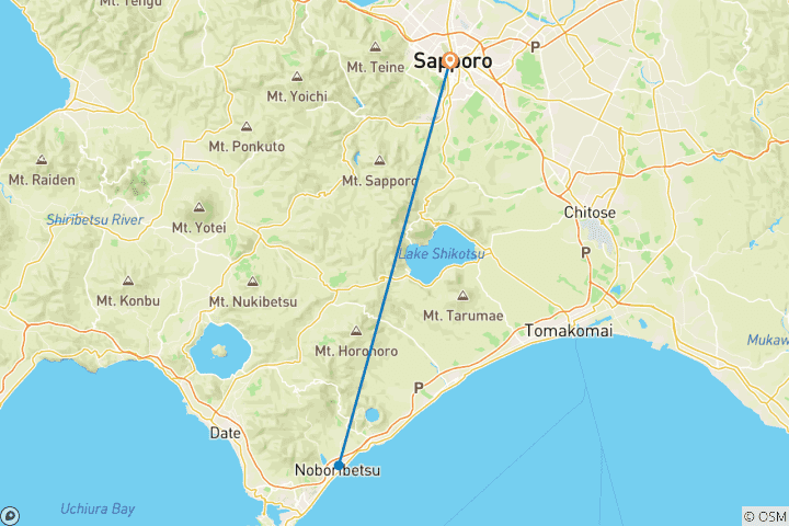 Carte du circuit 6 jours d'excursion au festival des neiges d'Hokkaido (guide et chauffeur privés）- personnalisable)
