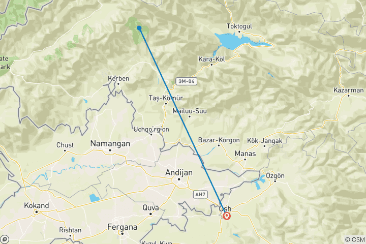 Map of In Tian-Shan and Pamir mountains (Osh-Osh)
