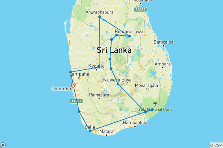 Kaart van Ultiem Sri Lanka door G Experiences