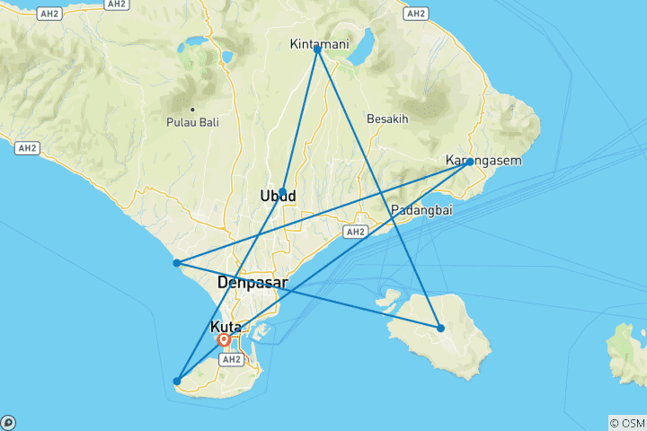 Carte du circuit Bali Romantic Honeymoon Gateway (en anglais)