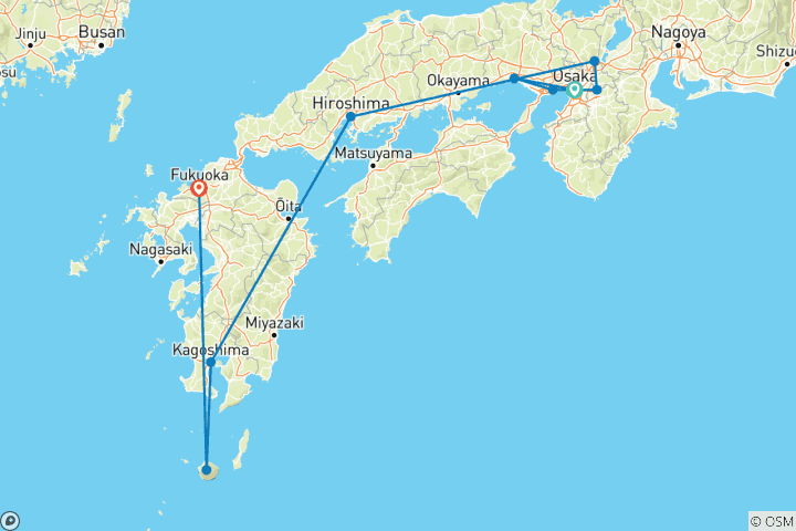 Kaart van 15-daags cultureel en landschappelijk avontuur met werelderfgoed