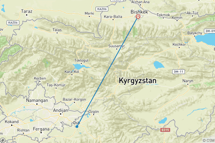Map of Pamirs` Summits (Bishkek - Bishkek)