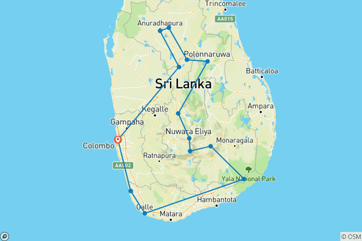 Karte von Sri Lanka Pfade von G Experiences