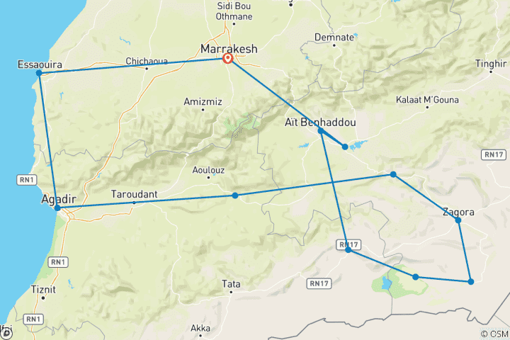 Kaart van Luxe woestijnreis - 9 dagen