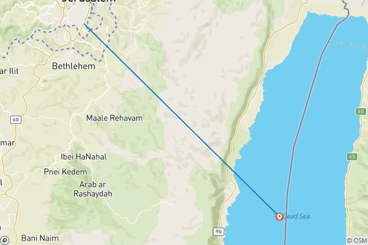 Map of Cutsomized 4 Days Israel Jerusalem Tour, Daily Start and Private Guide