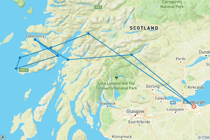 Carte du circuit Circuit gastronomique de 4 jours à Mull et Oban