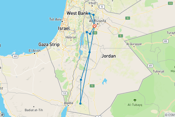 Karte von Alles über Erinnerungen - Jordanien Tour