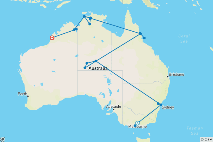 Karte von Vielfalt Australien & Kimberley