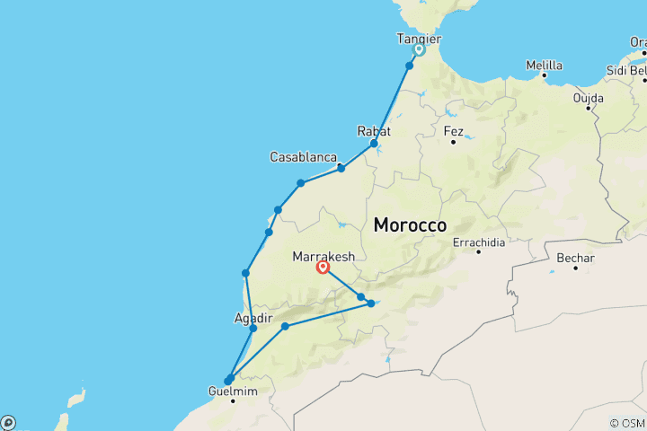 Karte von 11 Tage Blaue Atlantikküste