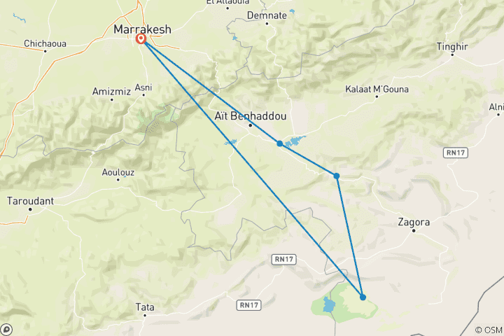 Carte du circuit Retraite de 6 jours de yoga dans les dunes