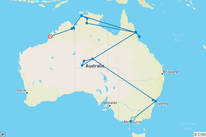 Karte von Vielfalt Australien & Kimberley