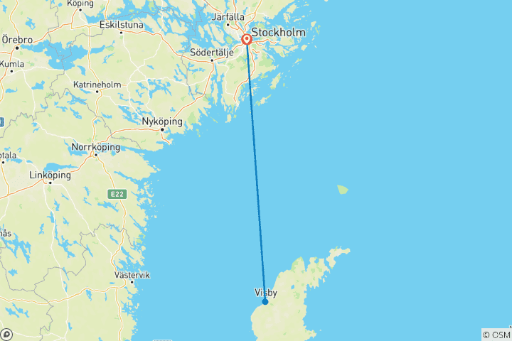 Kaart van Reis Stockholm-Gotland (8 dagen)