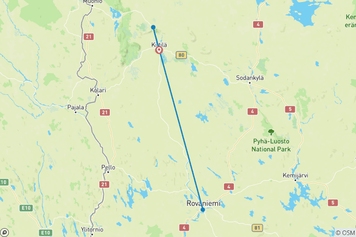 Map of Powder snow fun Finland 5 Days