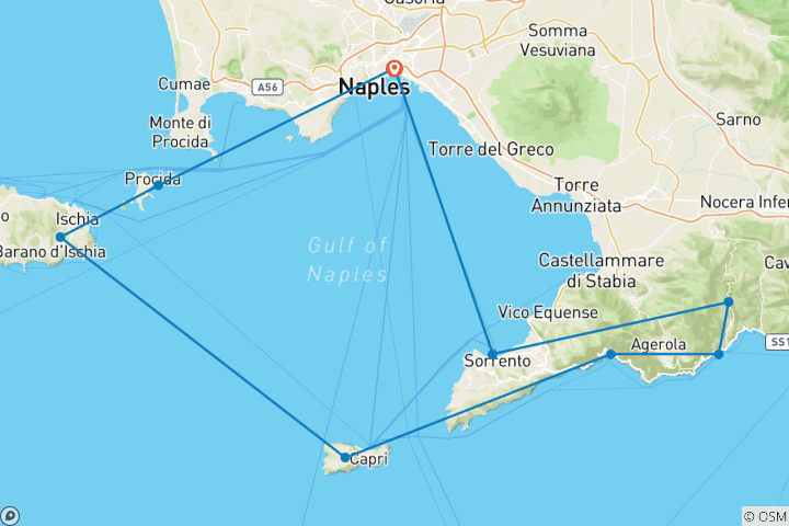 Mapa de Navegando por la Costa Amalfitana: Capri, Positano y Gozo Costero