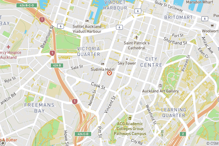 Mapa de Sky High Auckland: Escapada a la Isla y Salto de Adrenalina 4 Días