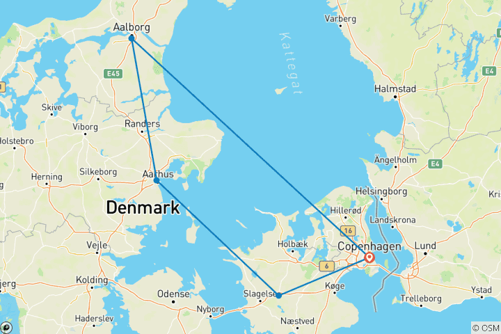 Kaart van Hoogtepunten van Danemark