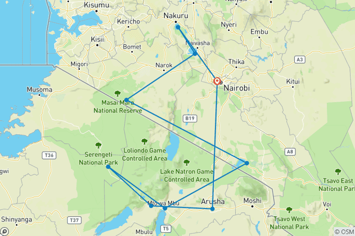 Map of The Maasai Heartlands (10 destinations)
