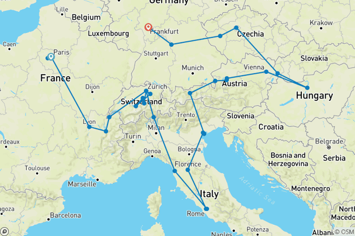 Carte du circuit Incroyable Europe GO