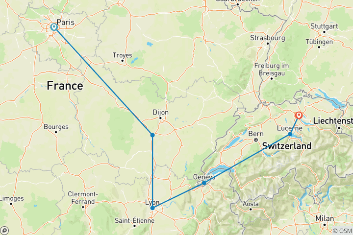Map of French and Swiss Spirit GO