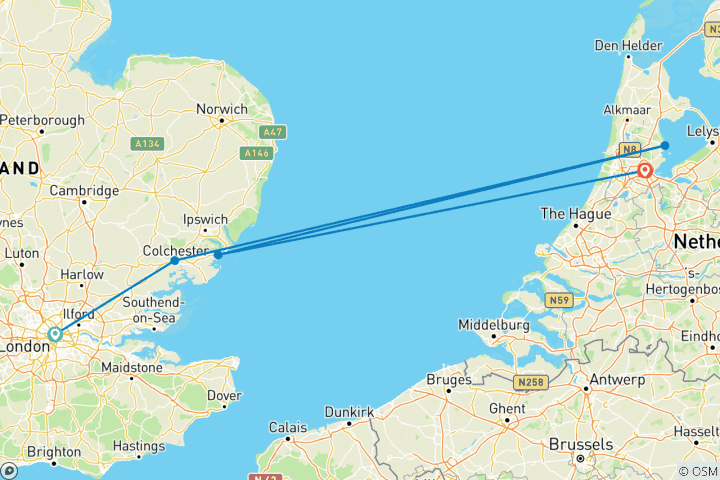Carte du circuit Route du Nord (10 destinations)