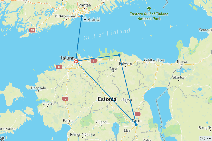Carte du circuit Découvrir l'Estonie (7 jours)
