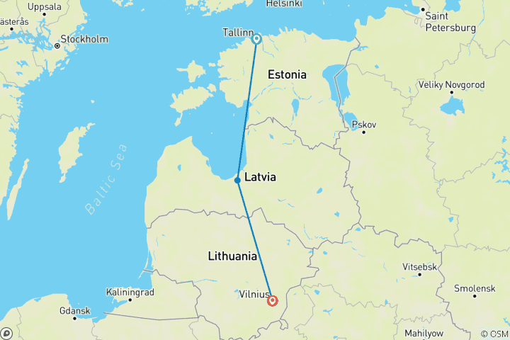 Carte du circuit Points forts des capitales baltes (7 jours)