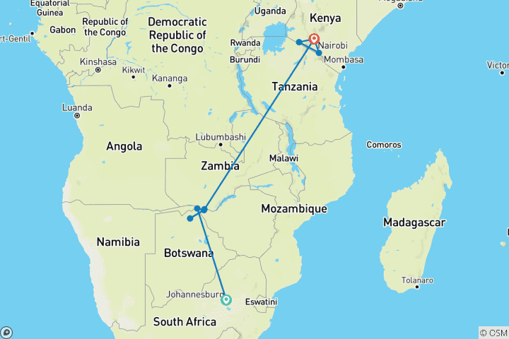 Mapa de Clásica Kenia y África Austral 2026