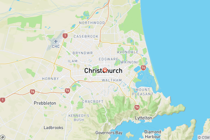 Carte du circuit Charme urbain et aventure océanique à Christchurch 4 jours