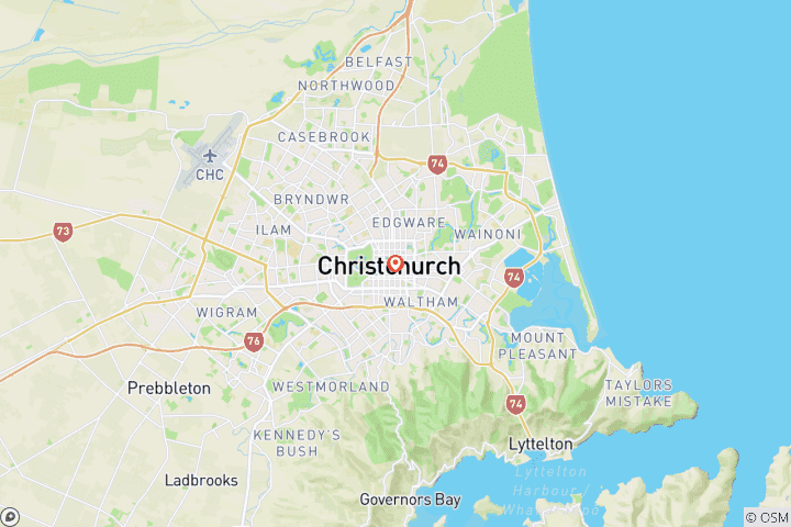 Carte du circuit Charme urbain et aventure océanique à Christchurch 4 jours