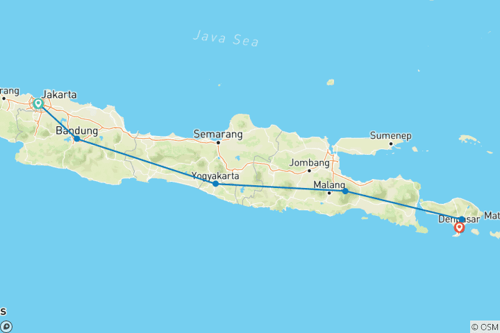 Map of Small group tour & swimming - Java & Bali