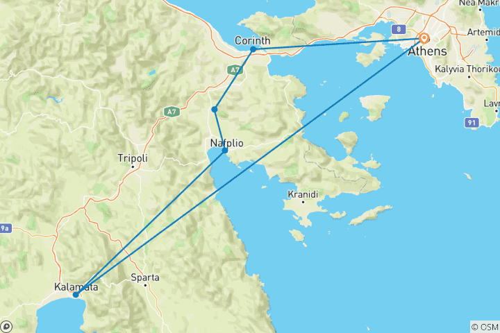 Karte von Kleingruppen-Rundreise Griechenland (inkl Flug)