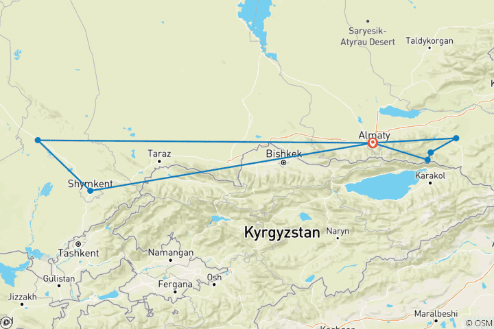 Map of Small Group Tour Kazakhstan