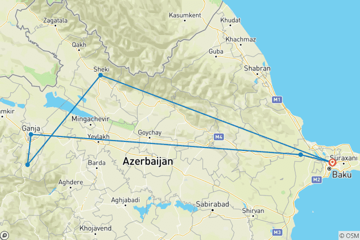 Mapa de Viaje en grupo reducido a Azerbaiyán (vuelo incluido)